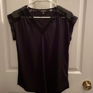 Black floral knit Express blouse